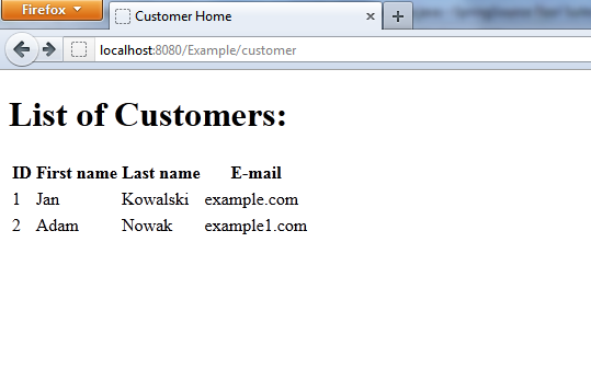 http://localhost:8080/Example/customer